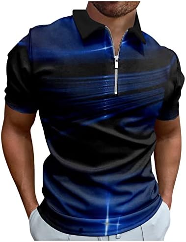 FSAHJKEE мажи Поло кошула, 2023 Графички редовно вклопување со кратки ракави патент за голф-кошула, обични маици со маици Поло маици