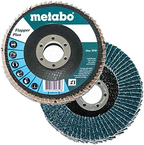 Метабо 629482000 4.5 x 7/8 флапер плус абразиви размавта дискови 60 решетки, 10 пакувања