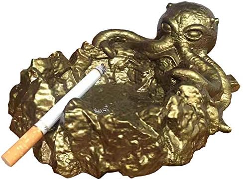 Нежен меу октопод смола на отворено во затворено цигара од пепелници мини брадавици скулптура злато финиш