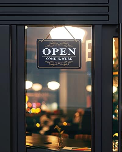 Отворени знаци за бизнис -, двострано отворено затворено знак, 8x12inch Отворена или затворена продавница за обеси, печатење со висока дефиниција,