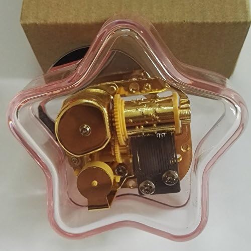Креативна ветерна акрилна пластика Транспарентна музичка кутија со движење со злато во, среќен роденден за вас, петкратна музичка кутија со starвезди, розова