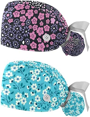 2 пакувања капа за операција со џемпер со џемпер со дишења со дишења со долга коса прилагодлива медицинска сестра за чистење минимални цвеќиња