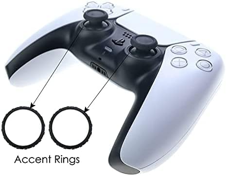 3Д аналогно капаче за капаче од печурки, палецот на џојстикот со акцент прстени за замена на контролорот PS5
