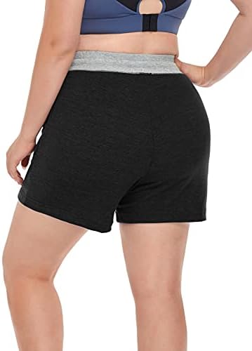 Zerdocean Women's Women's Plus Size 5 Casual Lounge Sports Sports Shorts Pajama Walking Atticer Sharts Активна облека со џебови