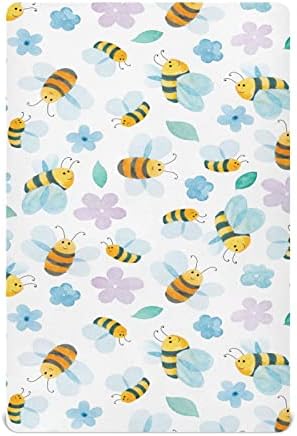 Umiriko Bee Pack n Play Baby Play Playard Sheets, Mini Crib Sheet за момчиња девојчиња играч на играчи на материјали 20246487