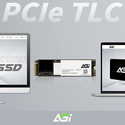 AGI 1TB AI218 Внатрешен SSD, PCIE NVME M.2 Gen3x4 DRAM Cache 3D TLC NAND Flash Внатрешен цврст погон на цврста состојба SSD со топлинска