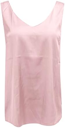 Резервоарот Gdjgta врвови за жени против вратот свила лето сатен без ракави, основни кошули од камизола