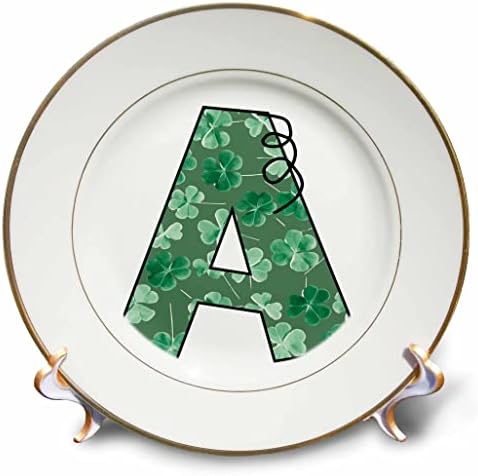3drose Симпатична зелена четири лисја детелина кадрава знак монограм почетна a - плочи