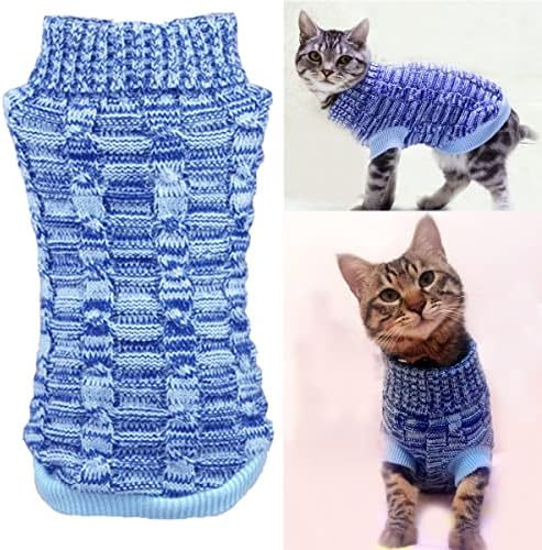 Обичен елегантен мачки кучиња домашно милениче џемпер од тешка облека со плетена облека со јака за кучиња и мачки миленичиња