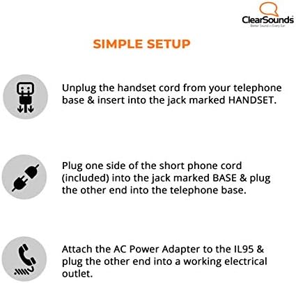 Clearsounds WIL95 Ultraclear Portable Telephone засилувач за Corded Digital и VoIP телефони со засилување до 40dB, напојување со наизменична
