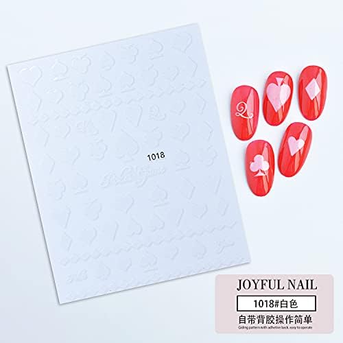 Налепници за уметност покер за покер Декларации 6 листови 3Д само-лепете картичка за нокти за резерви за модни карти за дизајн на налепници