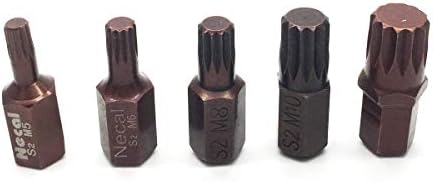 5 парчиња шрафцигер за шрафцигер од 30мм Torx со 12 точки Spline 10 mm Hex Shank Screw Driver Bits M5 M6 M8 M1 M10 M12