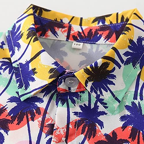Момчиња лето кратки ракави, сè кошула плажа кокос печати обична кошула, обична облека за девојчиња летни облеки