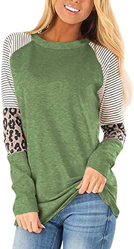 Women'sенски плус големина врвови есен и зимска мода леопард печатење шарени врвови со долги ракави на вратот