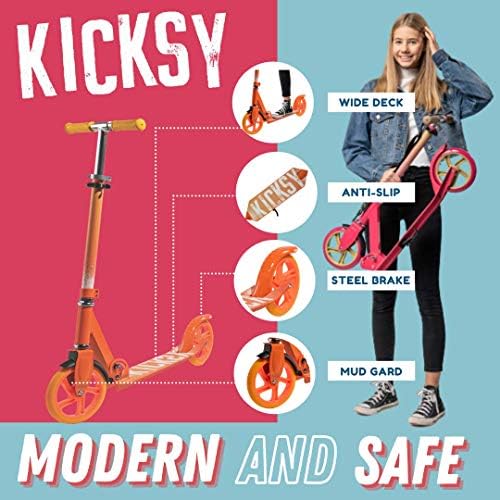 Kicksy-Удар Скутер За Деца на возраст од 6-12 &засилувач; Скутер За Тинејџери 12 години И До-Големи Тркала Скутер За Стабилност - 2 Тркало Скутер
