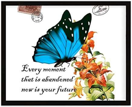 Секој момент што е напуштен сега е вашиот иден уметнички декор знаци рустикален врамен дрво знак насликан пеперутка градина цвет Бохо