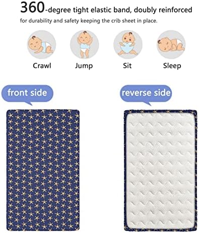 Тематски лист со теми од starвездички, стандарден душек за креветчиња, вграден лист ултра мек материјал-плетен сад или лист за кревет