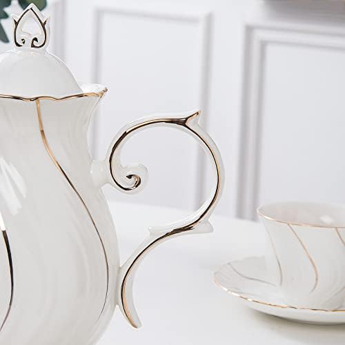 Керамички чај Агијунс, порцелански чајник со капак, 38,8 мл за чај, млеко, кафе, цвет чај
