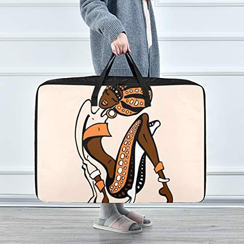 Н / А Торба За Складирање Облека Под Креветот За Ватенка-Торба За Организатори На Африкански Цртани Жени Со Патенти Украсни Торби За