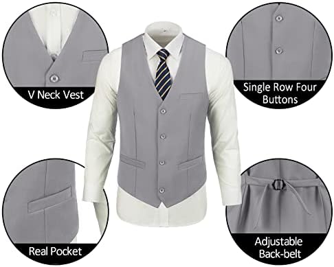 Mens Suits 3 парчиња 2 копче Slim Fit Cuit Smuxedo Prom Formal Јакна Блејзер елек панталони со вратоврска