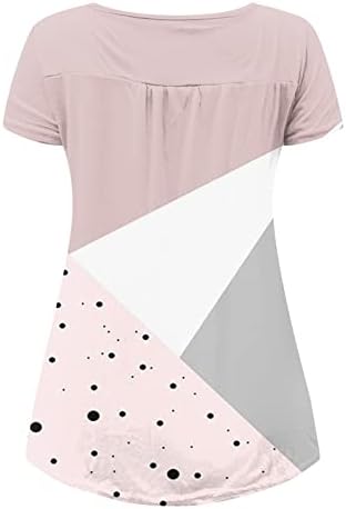 Lcepcy Women's Sime Bellic Tunic Tunic врвови 2023 летен краток ракав Хенли маици против копчето за вратот нагоре лабава фит блуза за хеланки