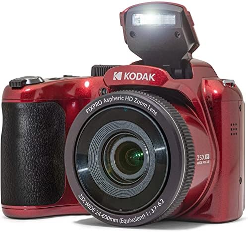 Kodak Pixpro Astro Zoom AZ255-RD 16MP дигитална камера, 25x оптички зум, црвен пакет со Lexar 32 GB високи перформанси 800X UHS-I SDHC мемориска
