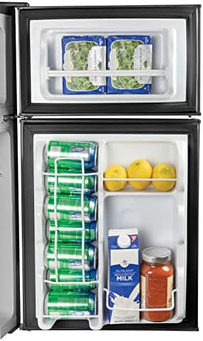 IGLOO IRF32BK Компактен фрижидер со единечна врата со замрзнувач, извадете стаклена полица, совршен за домови, канцеларии, домови,