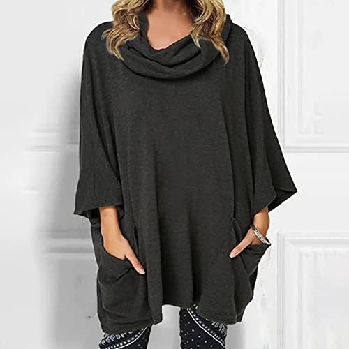 Женски џемпер со опуштено графички памук памучни блузи Маици ватиран образец високо ниско ниво на слабиот основен врвен врв