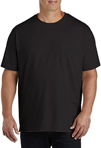 DXL Big & Thall Essentials Men's 2-Pk Pocket Tees | памук, црна, екипаж без обележја, џебни маици