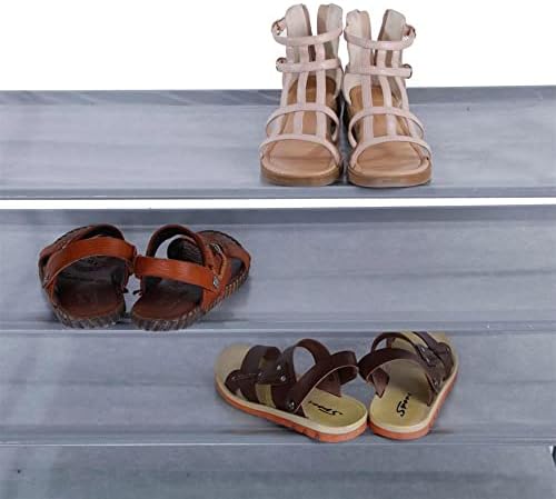 Сива решетка за чевли што не е ткаени ткаенини со 5 нивоа и рачка - Организатор на едноставен плакарот за склопување за повеќе парови