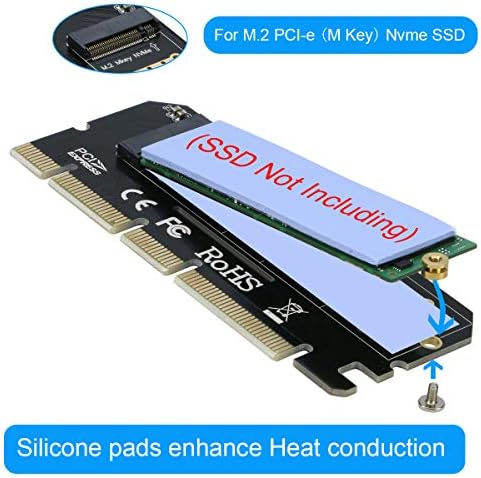NVMe PCIe Адаптер, RIITOP M. 2 NVMe НА PCI-e x4/x8/x16 Картичка Со Ладилник За M. 2 SSD 2280/2260/2242/2230 [Надградени]