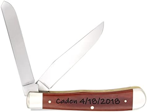 Случајно џеб нож, мазен костен од коски за коски 28707 со персонализирана рачка со врежана ласер, две лопати, подароци за Денот на вinesубените,
