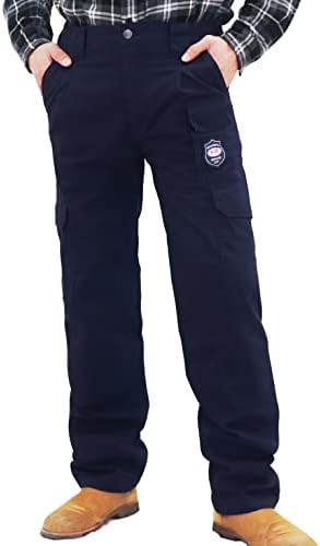 Bocomal FR панталони за мажи со двојно преден пламен отпорен на товар со средна тежина со повеќе џебови еластични панталони за работа