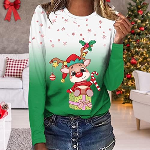 Џемпери за пулвер за жени кукавички врат весели Божиќни маици опремени плус големина активни врвови за жени за жени