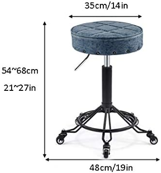 Столче на терапија на тркалото ， спа столче со сино PU синтетичко кожа седиште ， прилагодлива висина 54-68 см ， Поддржана тежина 160