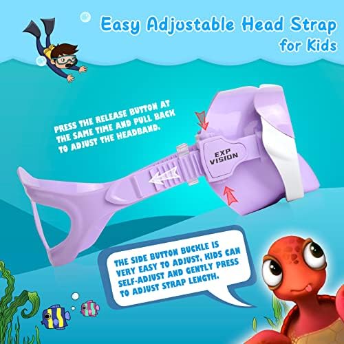 Деца маска за пливање од 180 ° Сноркел нуркање маска, очила за пливање со деца со нос со нос капаци без пливање, анти-распрснати леќи за млади
