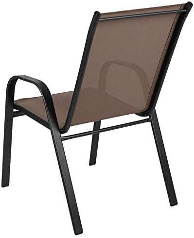 Флеш мебел 4 пакет Бразос серија кафеава стол за отворено магацинот со флексибилен удобно материјал и метална рамка