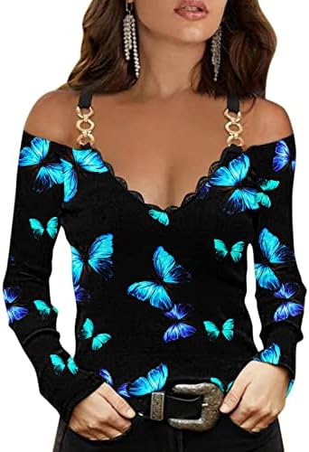 Pullover for Women 2022 Bluze Bluze V-Neck Casual Tilts со патент лесен под маици со слој едноставна дневна облека