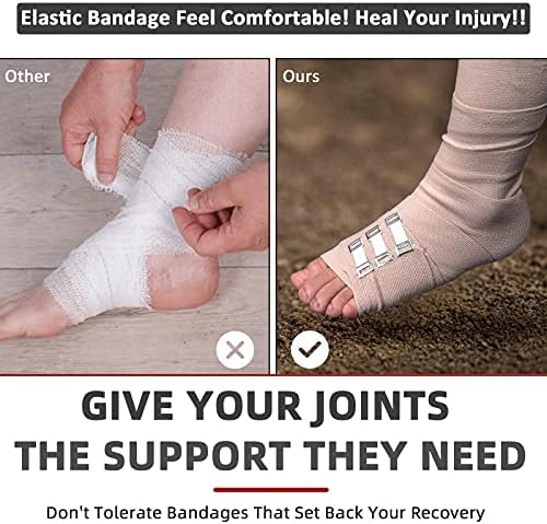 Fresinider Elastic Bandage Wrap 4 Pack + 24 клипови | Завој за компресија на истегнување се протега до 15ft | Идеално за медицински, спортови,