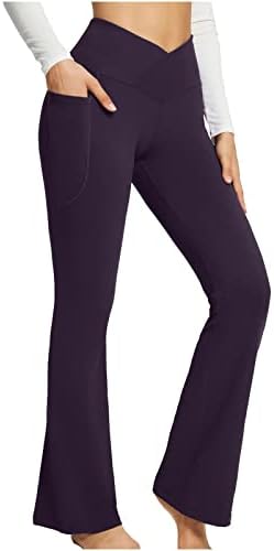 Јораса Флејл Јога панталони за жени се шират џемпери за џемпери, еластични половини, разгорени хеланки високи издигни хулахопки цврсти