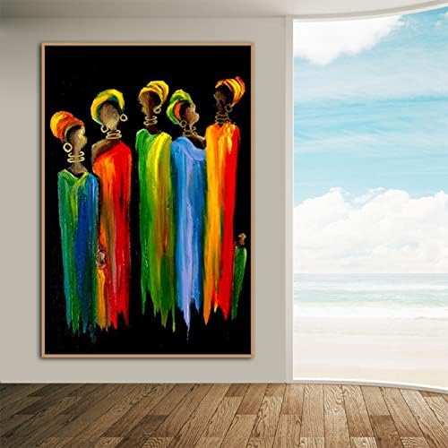 Рачно насликана уметност со текстурирана фигура на сликарство - Голема апстрактна шарена африканска жена вертикална позадина Модерно