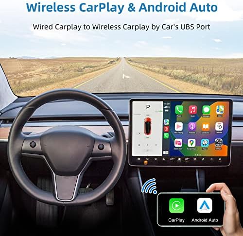 Безжичен Адаптер За Карплеј За Автомобили Тесла Модел 3/Y, Карплеј/Андроид Автоматски Безжичен Донгл За Поддршка На Тесла EQ/SWC/Гласовно Водство/Ota