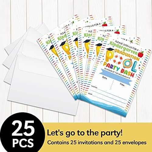 25 Парчиња Картички За Покана За Дипломирање Со Пликови за Дипломиран Градинка-Базен - 2023 Материјали За Забава За Дипломирање - Прослава На