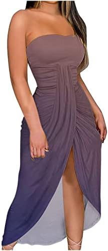 Партиски фустани за жени Елегантен елегантен секси цевка Врвен фустан 2023 Темперамент без ремен плус големина плетенка фустан