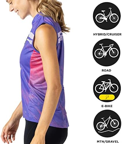 Тери Breakaway Mesh без ракави велосипед дрес - женска кошула UPF 40+, опуштено вклопување, редовно и плус големини