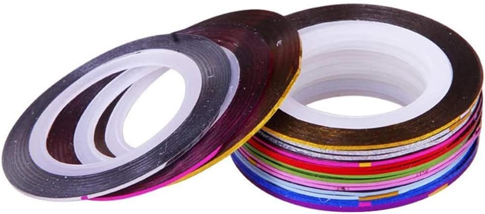 30 ролни DIY ленти за ленти за нокти налепници на лепење на налепници за нокти, касети за касета, мешани бои маникир украси убава обработка