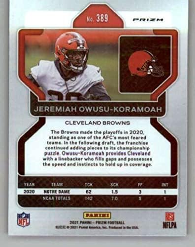 2021 Panini Prizm Prizm Red Ice 389 Jeremiah Owusu-Koramoah RC RC Dookie Cleveland Browns NFL Football Trading Card