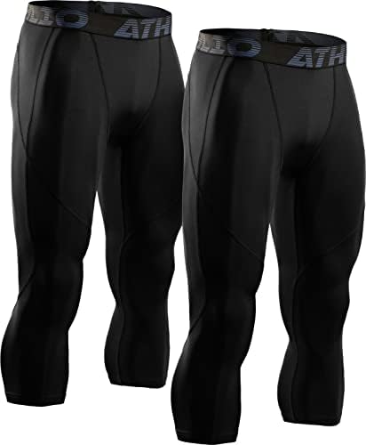 Атлио 2 или 3 пакуваат панталони за компресија за мажи кои трчаат хулахопки за тренинзи, ладни суви технички спортови базели