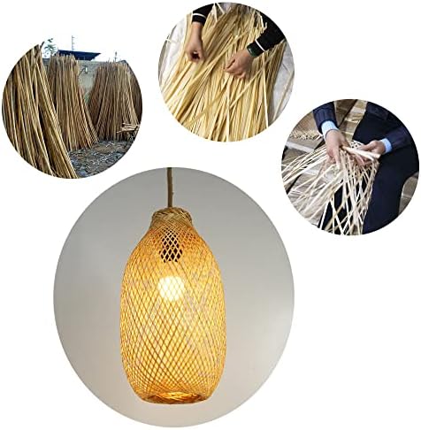 Матедерра бамбус сијалица за сијалички кафез за светло за приврзоци, сенка на бамбус ламба, тавански вентилатор сијалица покривка рустикален
