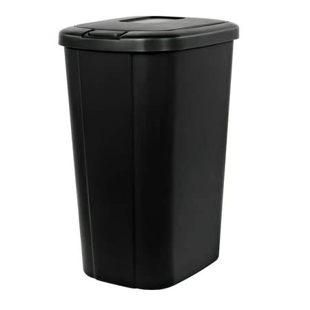 Fiuyasc 13.3-галон отпадоци конзерва, допир на капакот на капакот, црна со декоративна текстура